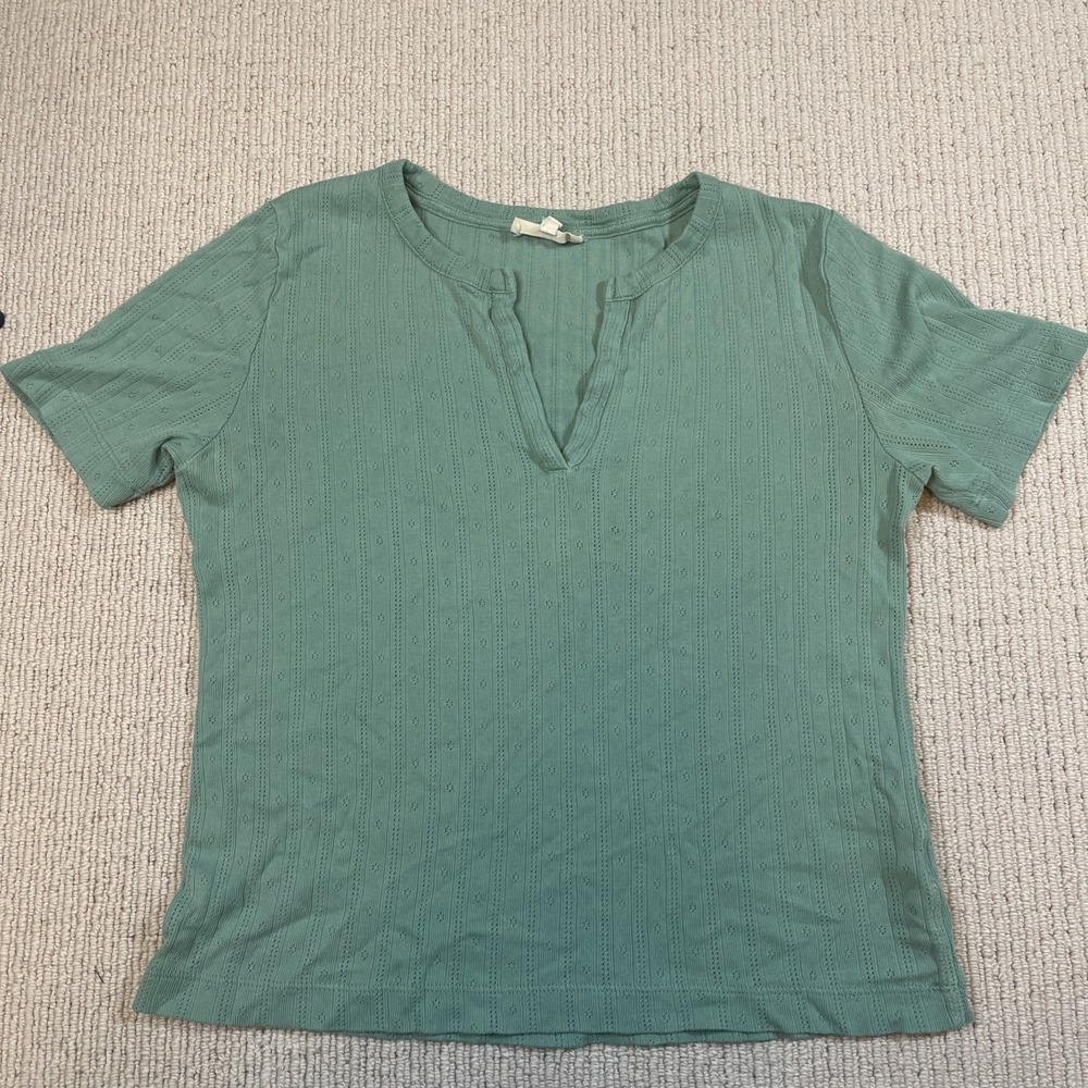 Madewell Women's Medium Pointelle Notch Neck Tee Green